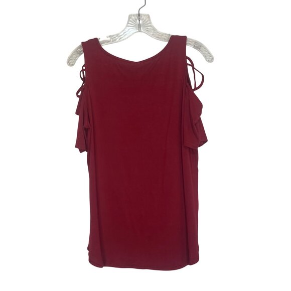 Igenjun Cold Shoulder Shirt Womens Medium Red Casual Red New - Picture 3 of 10